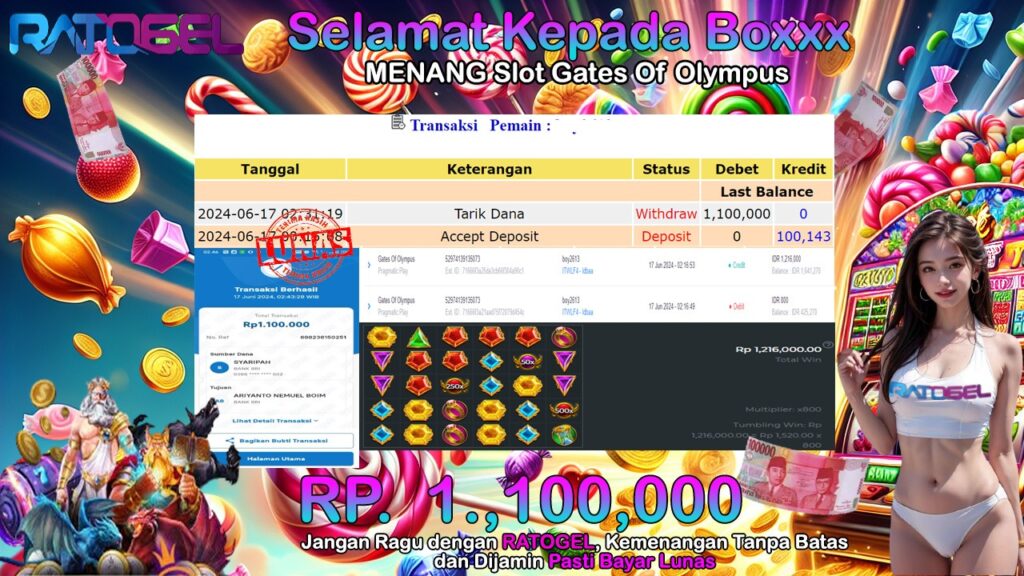 BUKTI JACKPOT SLOT GATES OF OLYMPUS TERPERCAYA DI INDONESIA TGL 17-06-2024