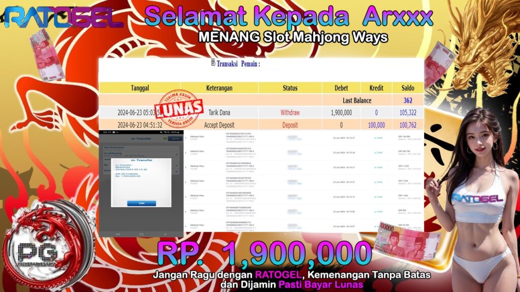 BUKTI JACKPOT SLOT MAHJONG WAYS  TERPERCAYA DI INDONESIA TGL 23-06-2024