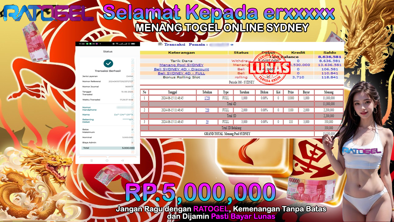 BUKTI JACKPOT TOGEL POOL SYDNEY TERPERCAYA DI INDONESIA TGL 15-06-2024