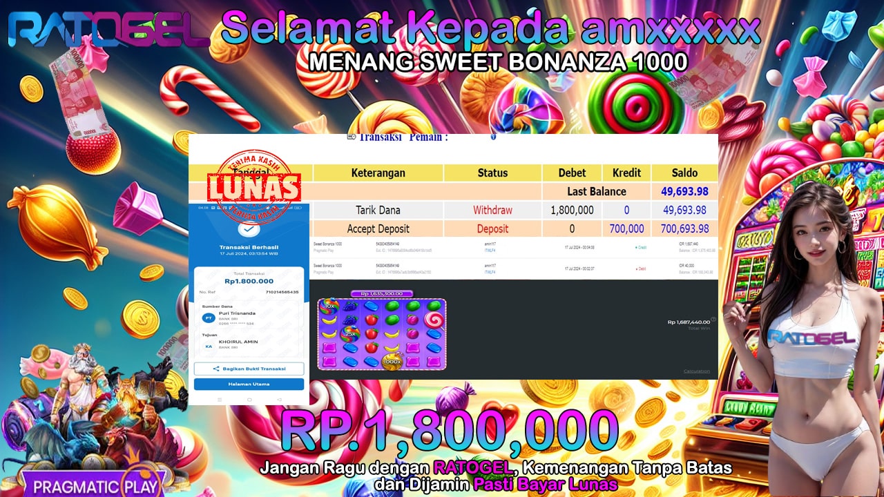 BUKTI JACKPOT SLOT SWEET BONANZA 1000 TERPERCAYA DI INDONESIA TGL 17-07-2024