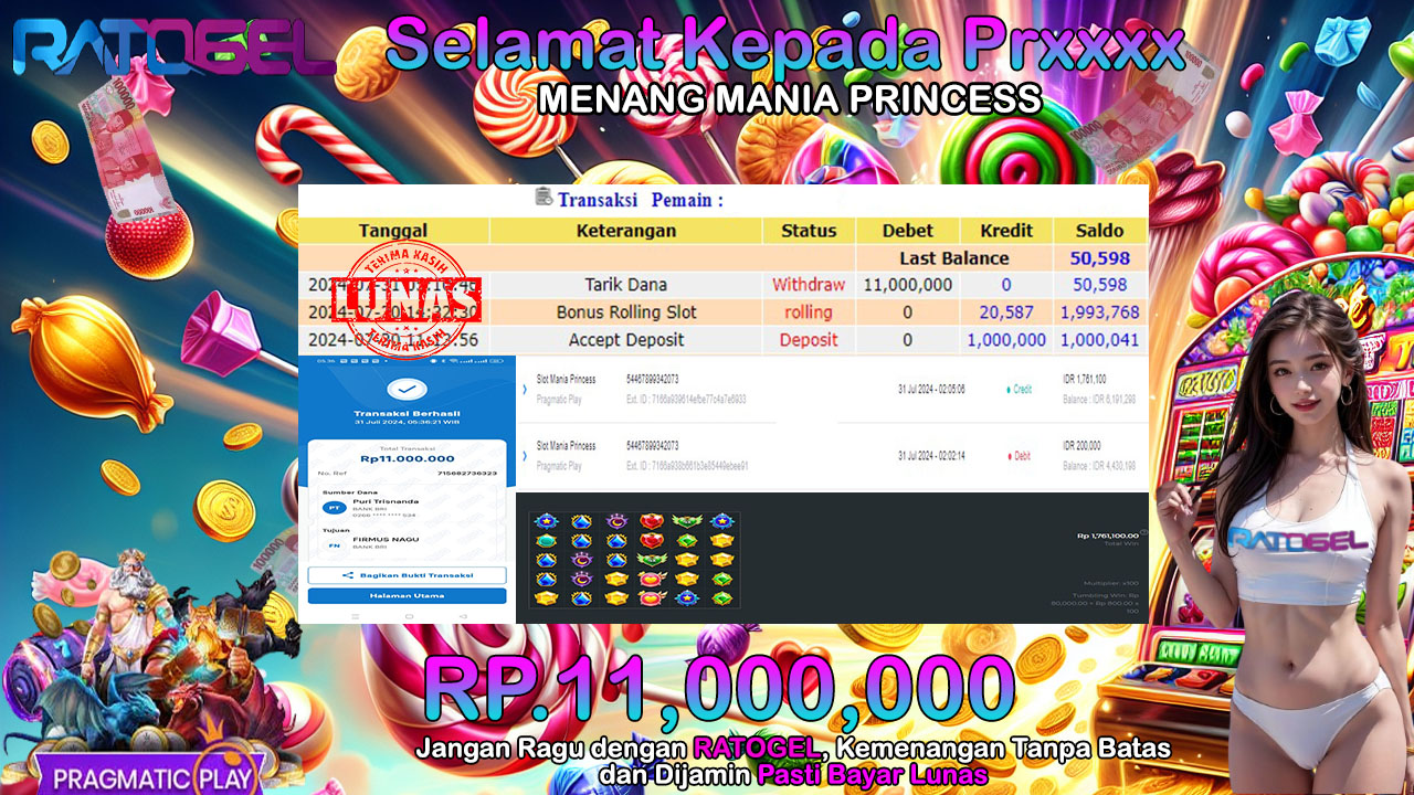 BUKTI JACKPOT SLOT MANIA PRINCESS TERPERCAYA DI INDONESIA TGL 31-07-2024