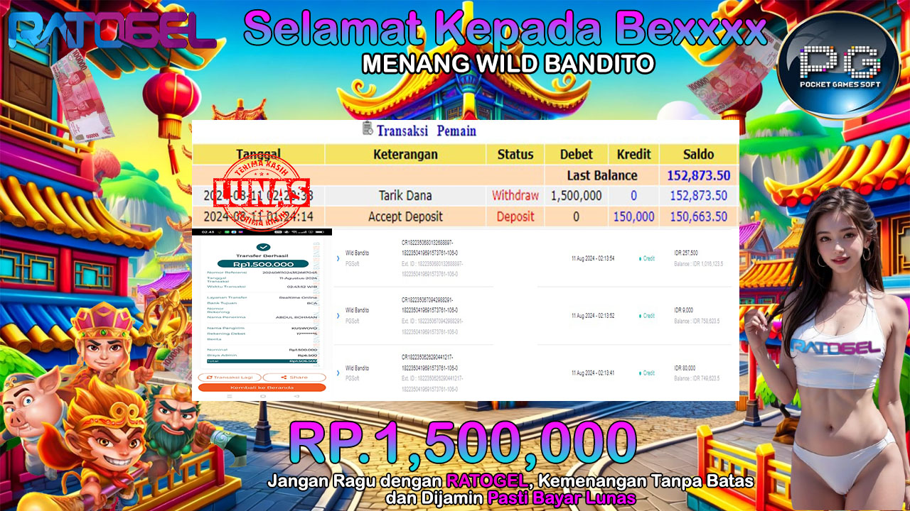 BUKTI JACKPOT SLOT WILD BANDITO TERPERCAYA DI INDONESIA TGL 11-08-2024