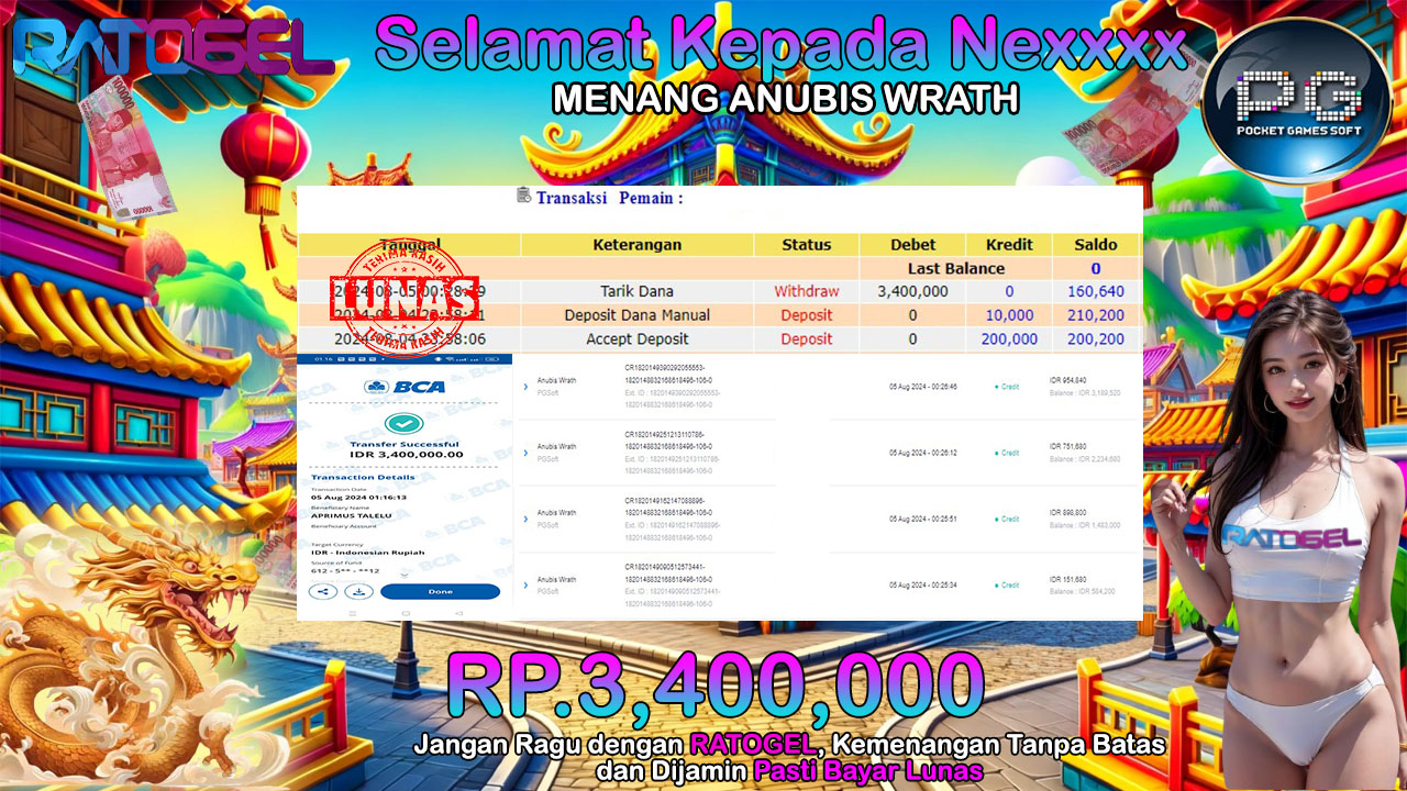 BUKTI JACKPOT SLOT ANUBIS WRATH  TERPERCAYA DI INDONESIA TGL 05-08-2024