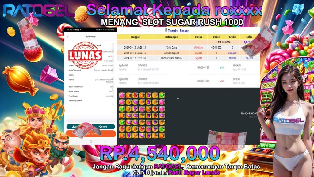 BUKTI JACKPOT SLOT SUGAR RUSH 1000 TERPERCAYA DI INDONESIA TGL 15-08-2024