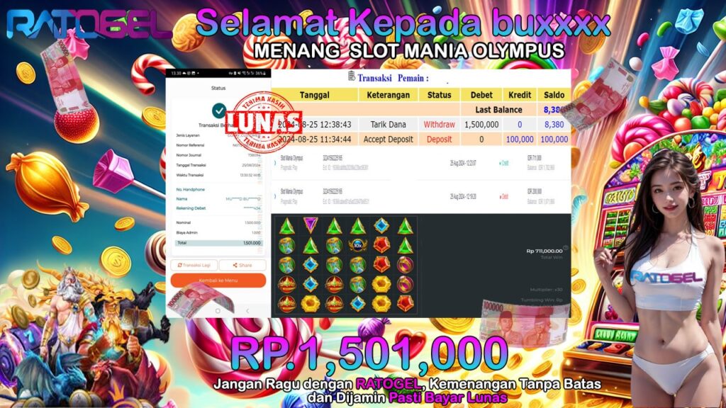 BUKTI JACKPOT SLOT MANIA OLYMPUS  TERPERCAYA DI INDONESIA TGL 25-08-2024