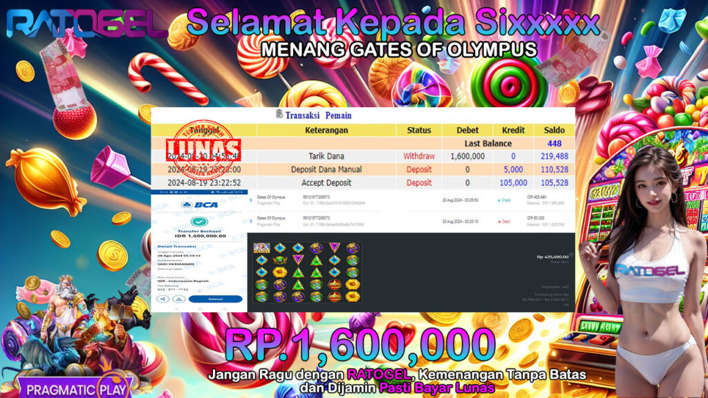 BUKTI JACKPOT SLOT GATES OF OLYMPUS  TERPERCAYA DI INDONESIA TGL 20-08-2024