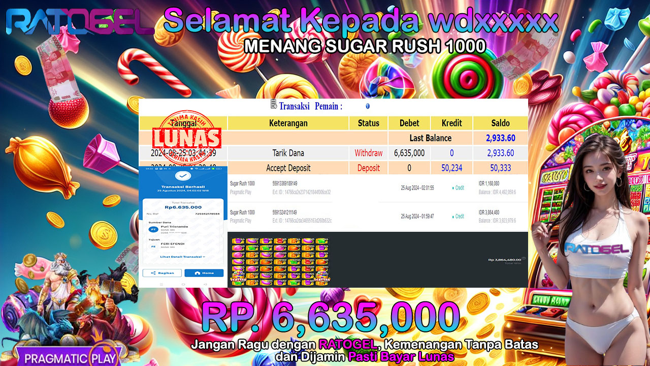 BUKTI JACKPOT SLOT SUGAR RUSH 1000 TERPERCAYA DI INDONESIA TGL 25-08-2024