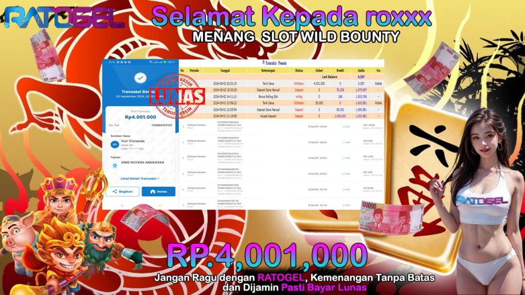 BUKTI JACKPOT SLOT WILD BOUNTY  TERPERCAYA DI INDONESIA TGL 02-09-2024