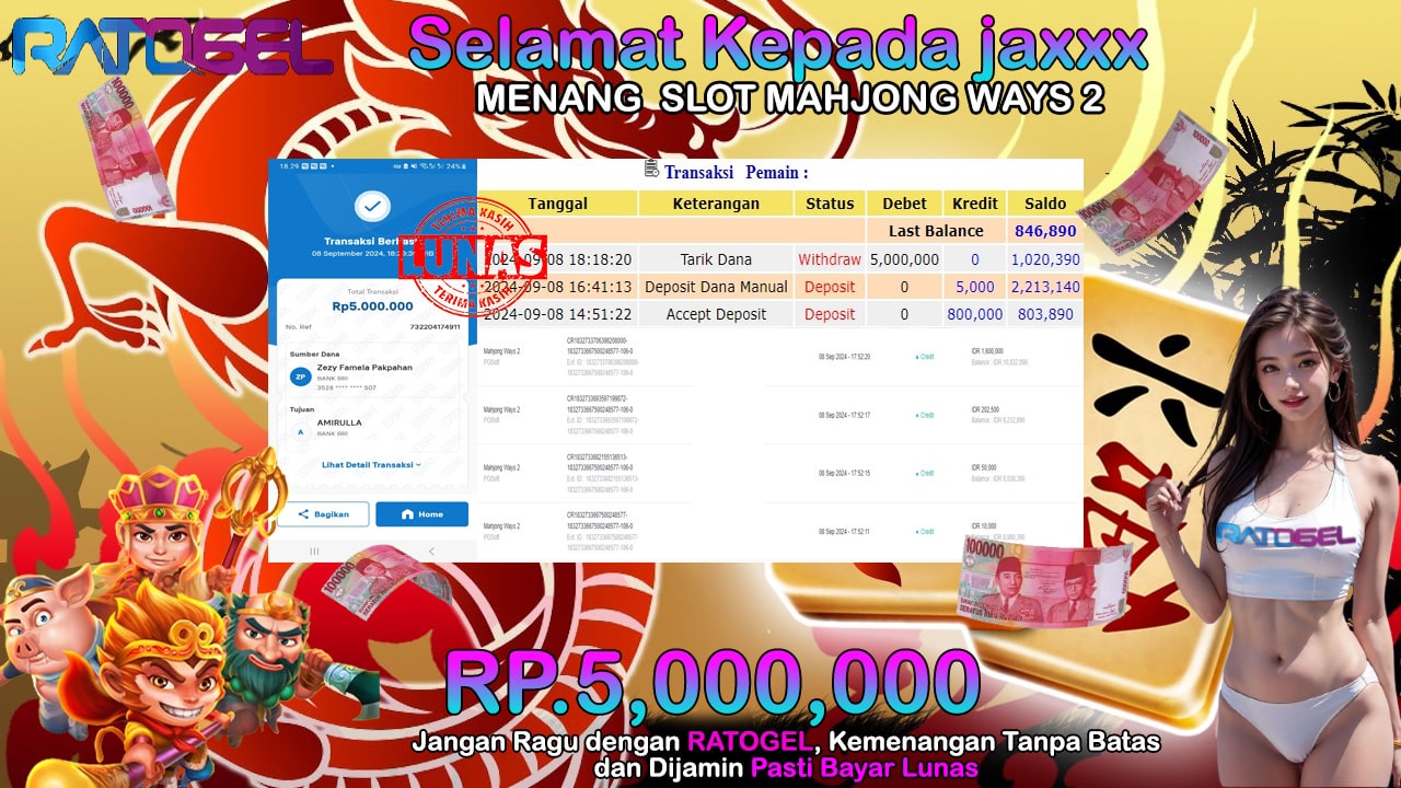 BUKTI JACKPOT SLOT MAHJONG WAYS 2  TERPERCAYA DI INDONESIA TGL 08-09-2024