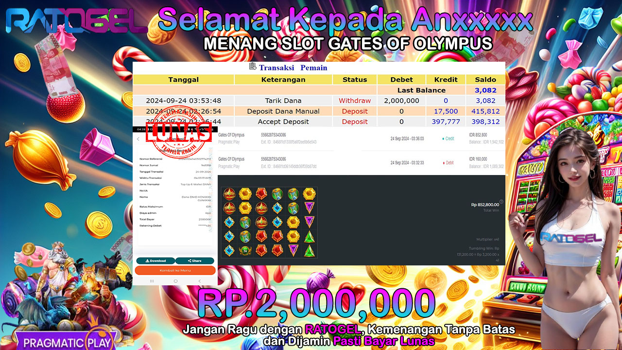 BUKTI JACKPOT SLOT GATES OF OLYMPUS TERPERCAYA DI INDONESIA TGL 24-09-2024