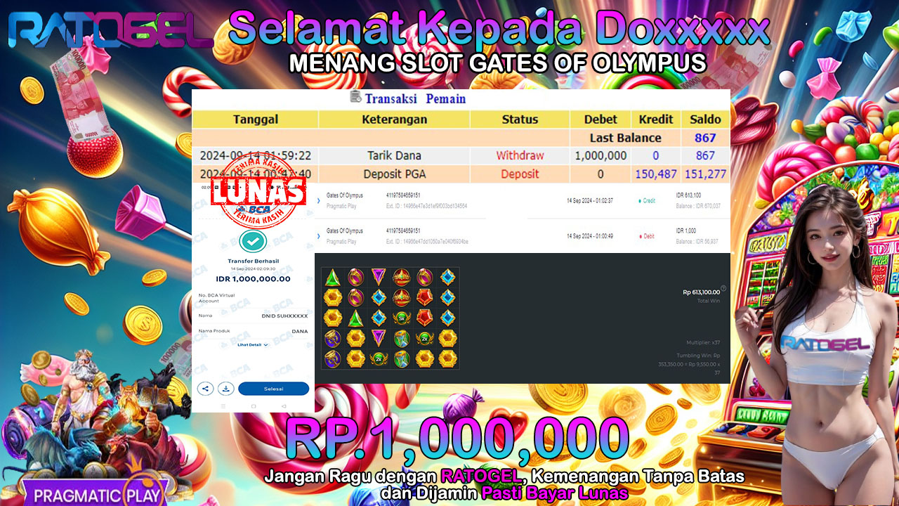 BUKTI JACKPOT SLOT GATES OF OLYMPUS  TERPERCAYA DI INDONESIA TGL 14-09-2024